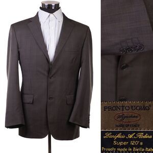 Lanificio A. Rodina Pronto Uomo brown Wool Plaid Blazer  Sz 40R Super 120s